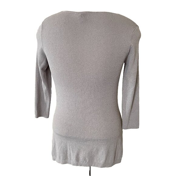 Grace Dane Lewis Womens Shirt Small Silver Gray Rayon Nylon Blouse Top Casual - Picture 3 of 12